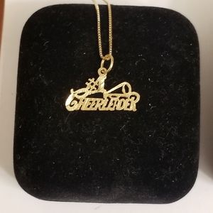 14K Gold Cheerleader Pendant Necklace